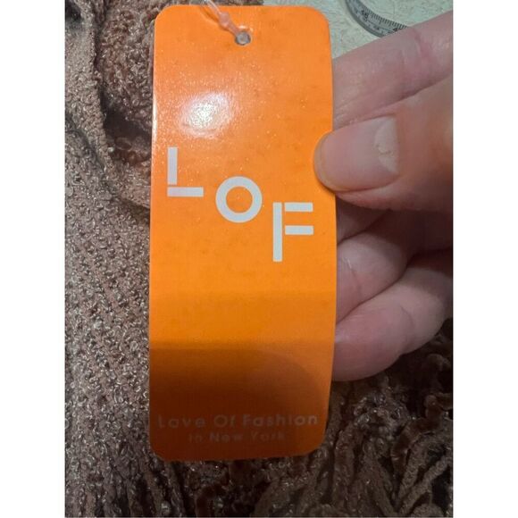 Love of Fashion Open Fringed Cardigan Sweater Browns One Size NWT - Picture 4 of 5